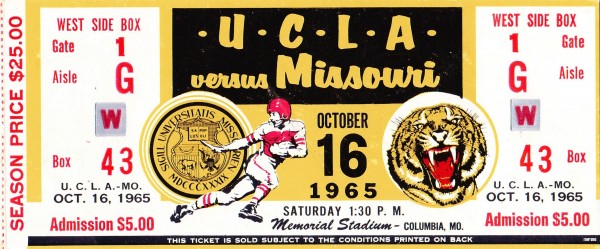 1965 UCLA vs. Missouri Football Ticket Stub Art by Row One Brand